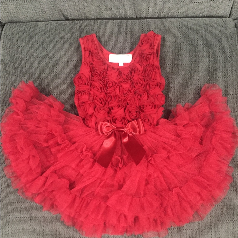 POPATU Burgandy Soutache ruffle dress